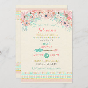 Convite Seta De Pêssego De Boho Tribal