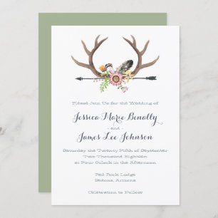 Convite Seta e Casamento de Antlers