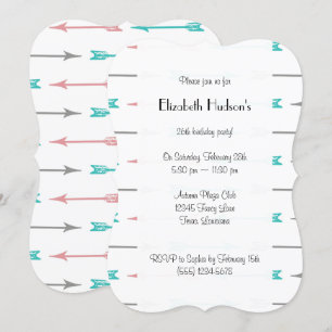 Convite Setas com Fleche (Padrão de Seta) - Cinza Rosa Az