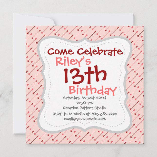 Convite Setas Cupidas do feliz dia de os namorados, rosa v (Frente)