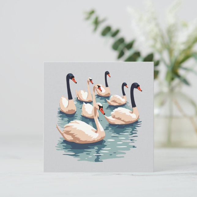 Convite Sete Cisnes Nadando Estêncil Corte em 1 (Em pé/Frente)