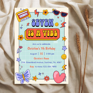 Convite Sete É Uma Festa de aniversário De 7 De Hippie Vib