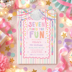 Convite Sete Vezes o Fun Menina Caprichosa Aniversário de