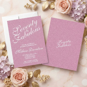 Convite Setenta e Fabuloso Brilho Rosa Aniversário