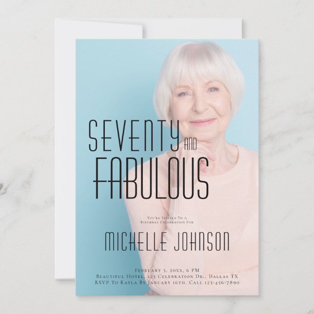 Convite Setenta e Fabuloso Foto 70 Anos de Idade Festa de  (Frente)