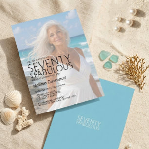 Convite Setenta e Fabuloso Foto de Praia Aniversário de 70