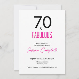 Convite Setenta e Fabuloso Minimal 70 Anos de Idade