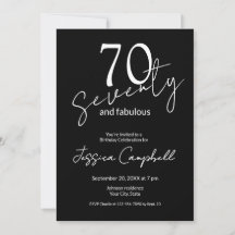 Setenta e Fabuloso Script Preto Aniversário de 70 