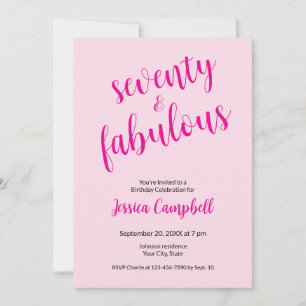Convite Setenta e Fabuloso Script Rosa Aniversário de 70 a