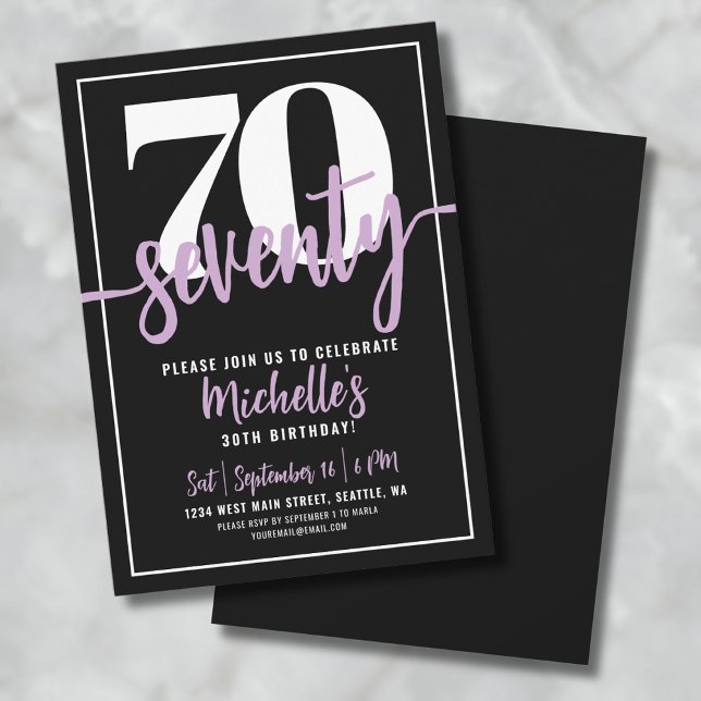 Convite Setenta Festa de Aniversário de 70 Anos Modernos (Seventy Modern 70th Birthday Party Invitation)