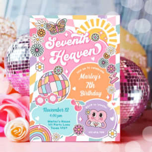 Convite Sétima Garota do Céu Retro Pré-Papoila Varsity Ani