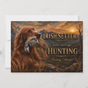 Convite Setter Irlandês com Perdiz Chucar ,Arte