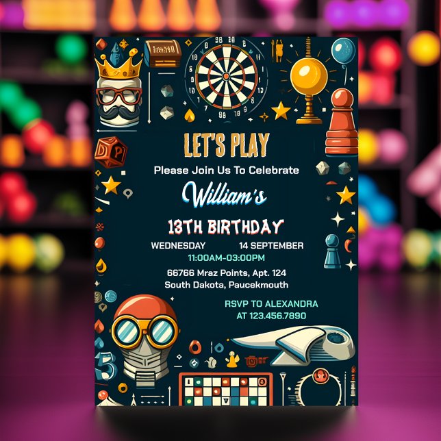 Convite Seu 13 de Aniversário do Chess King e Queen Game N (Criador carregado)