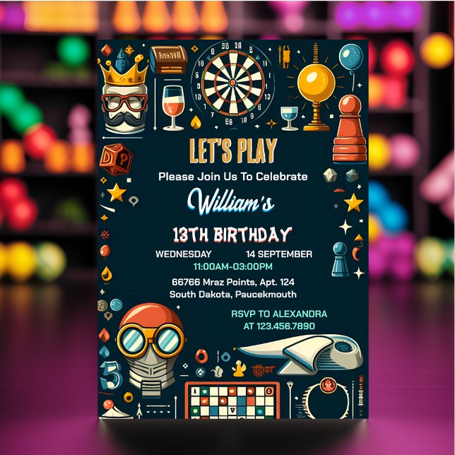 Convite Seu 13 de Aniversário do Chess King e Queen Game N (Criador carregado)