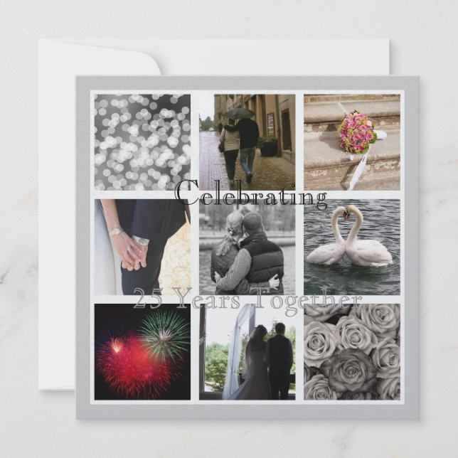 Convite Seu Aniversário Elegante de Colagem de Fotos (Frente)