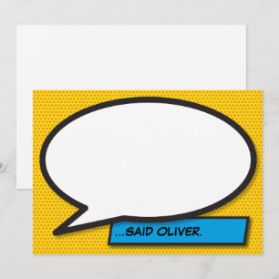 Convite Seu Balão de Fala de Mensagem Diversão Retro Quadr