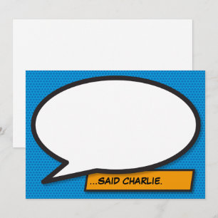 Convite Seu Balão de Fala de Mensagem Diversão Retro Quadr