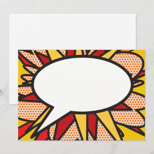 Convite Seu Balão de Fala de Mensagem Diversão Retro Quadr