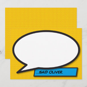 Convite Seu Balão de Fala de Mensagem Diversão Retro Quadr