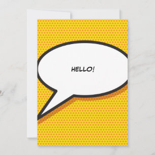 Convite Seu Balão de Fala de Mensagem Diversão Retro Quadr