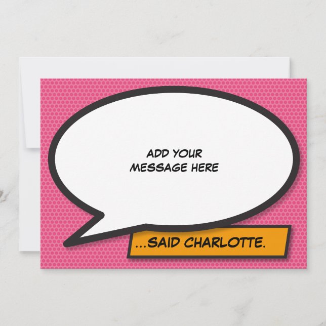 Convite Seu balão de fala de mensagem divertido retrô livr (Frente)