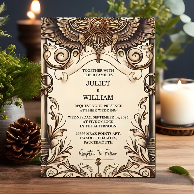 Convite Seu Casamento de Sobreposição de Vellum, Retro Vin (Criador carregado)