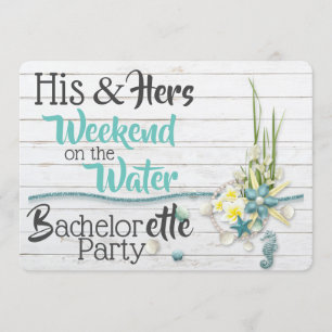 Convite Seu & dela fim de semana na água Bachelorette