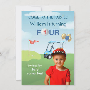 Convite Seu Menino de Foto no Carrinho de Golfe Par-tee de