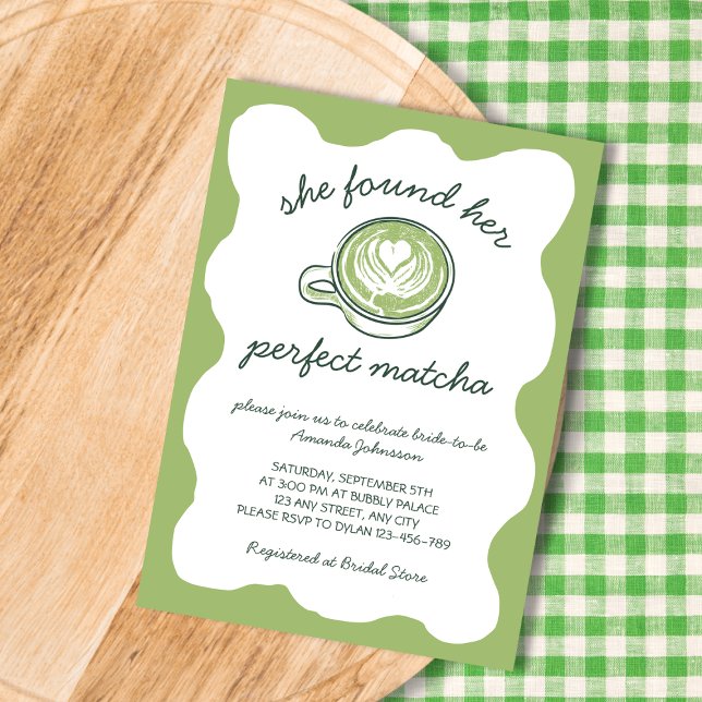 Convite Seu perfeito Chá de panela de chá verde Matcha (Her Perfect Matcha Green Tea Bridal Shower Invitation)