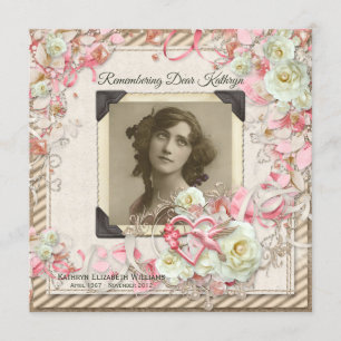 Convite Seu Rosas Elegante do Serviço de Memória Fotogr