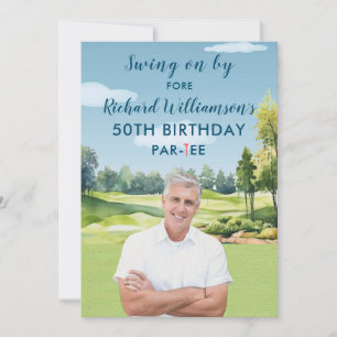 Convite Seu Tema de Golfe em Aquarela para 50º Aniversário