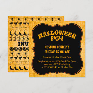 Convite Seu texto: Padrão Icônico do Dia das Bruxas Pret