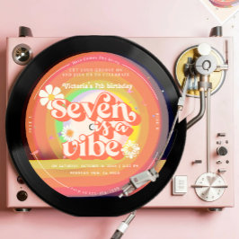 Convite Seve é um Vibe Groovy Retro Vinyl Rainbow Daisy