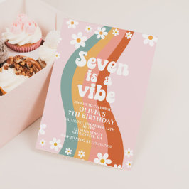 Convite Seven is a Vibe alegre margarida arco-íris 7º aniv