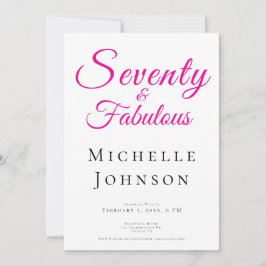 Convite Seventy and Fabulous Minimal Pink 70th Birthday