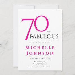 Convite Seventy and Fabulous Minimal Pink 70th Birthday