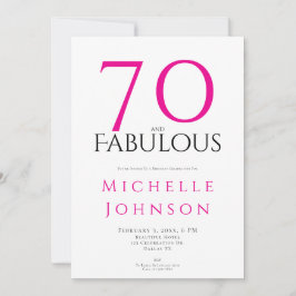 Convite Seventy and Fabulous Minimal Pink 70th Birthday