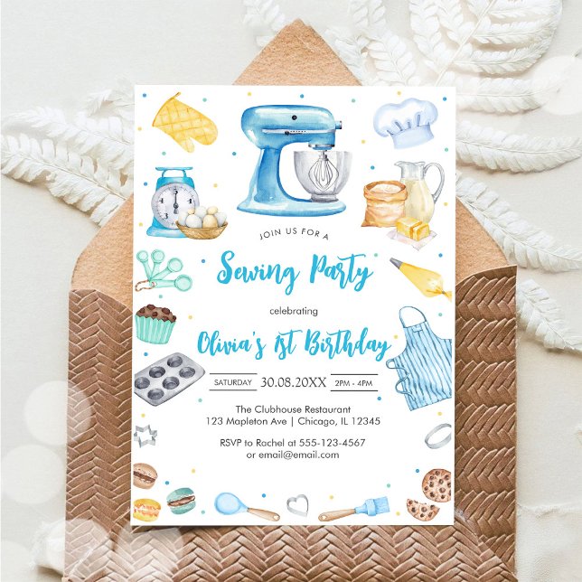 Convite Sewing Party Birthday Invitation (Criador carregado)