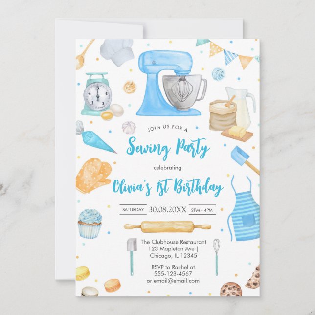 Convite Sewing Party Birthday Invitation (Frente)