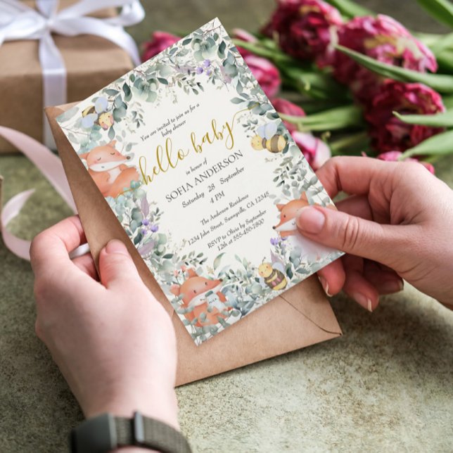 Convite Sexo Animais Florestais Neutros Boho Chá de fralda (Criador carregado)