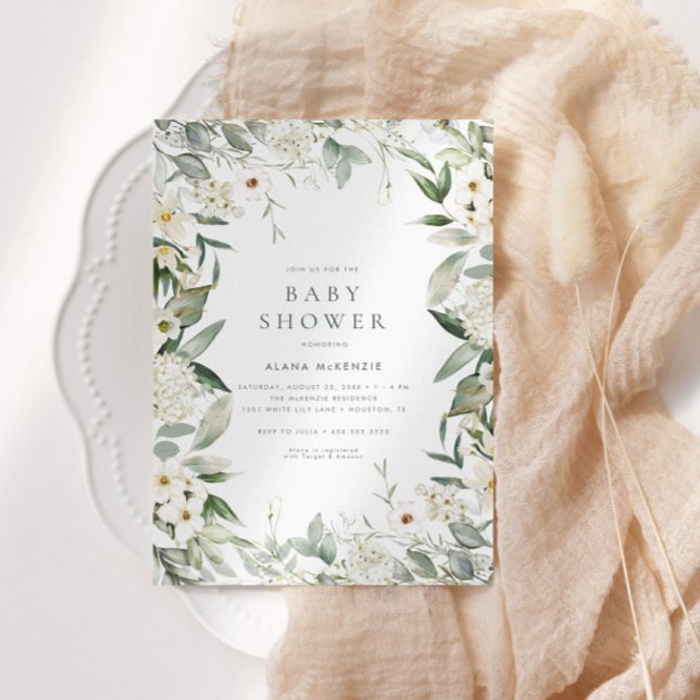 Convite Sexo Chá de fraldas Floral Neutro (Criador carregado)