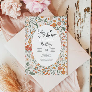 Convite Sexo de flor selvagem terrestre Chá de fraldas neu