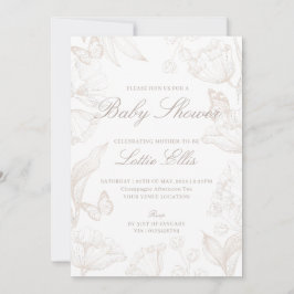 Convite Sexo Elegante Boho Chic Chá de fraldas Floral Neut
