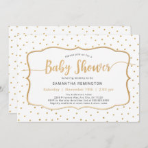 Sexo neutro Chá de fraldas ponto Dourado branco