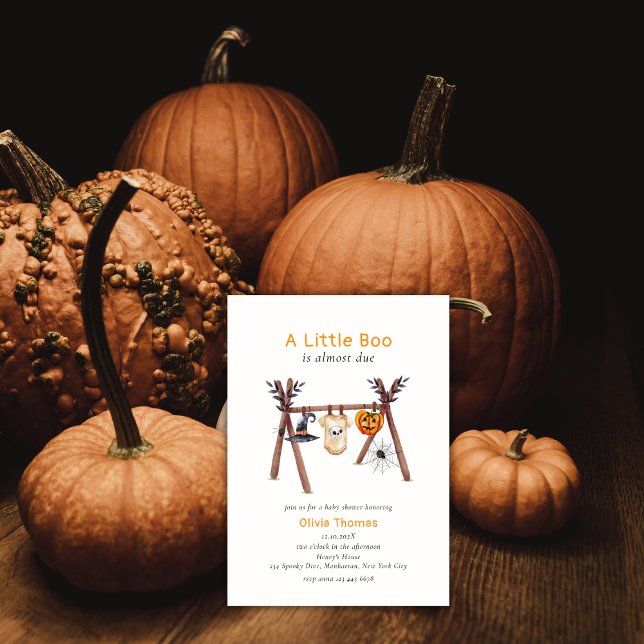 Convite Sexo Neutro Pequeno Chá de fraldas de Boo Hallowee (Gender Neutral Little Boo Halloween Baby Shower Invitation)