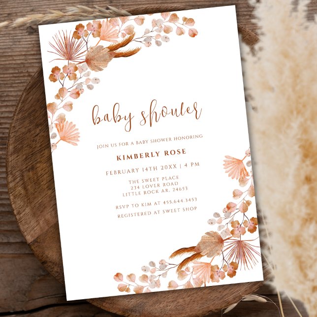 Convite Sexo Neutro Pequeno Chá de fraldas de flor selvage (Gender Neutral Little Wildflower Boho Baby Shower Invitation)