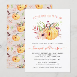 Convite Sexo Neutro Pequeno Chá de fraldas de outono de Ab