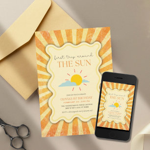 Convite Sexo neutro Primeira viagem ao redor do aniversári