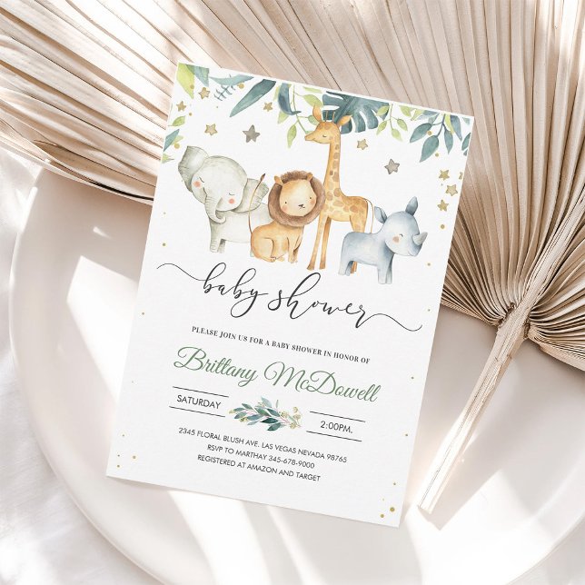 Convite Sexo Neutro Um Chá de fraldas Safari Selvagem (Criador carregado)