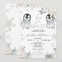 Convite Sexo Pinguim Revela Ele ou Ela Flocos De Neve De I